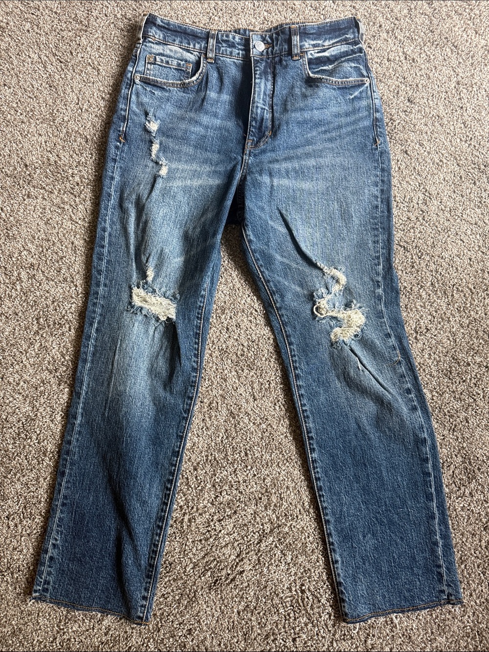 NWT Anthropologie Pilcro The Vintage Straight Jeans Womens 29 Distressed Blue